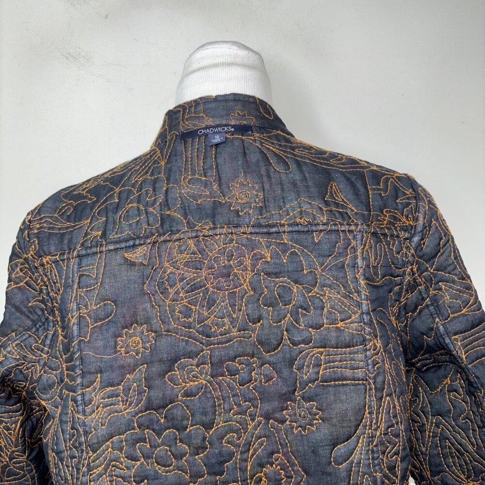 Chadwicks Reversible Jacket Women 12 Quilted Art to Wear Textured Print Colorful - Picture 15 of 16